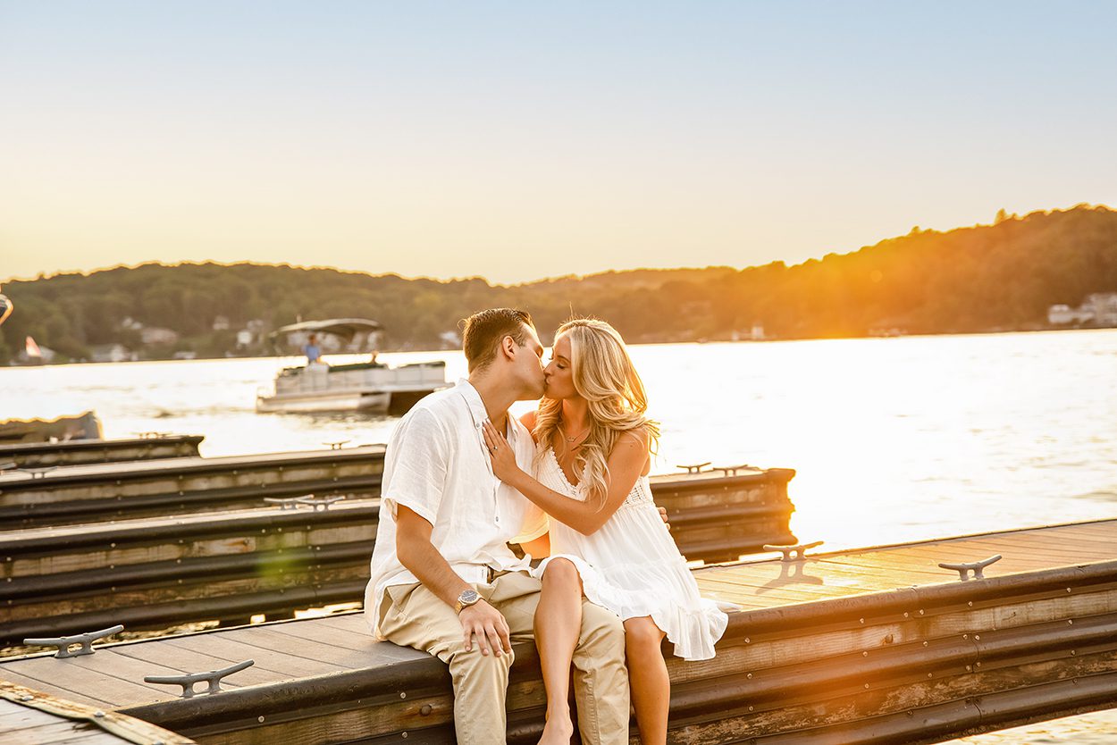 Engagement Session during Golden Hour on the Lake