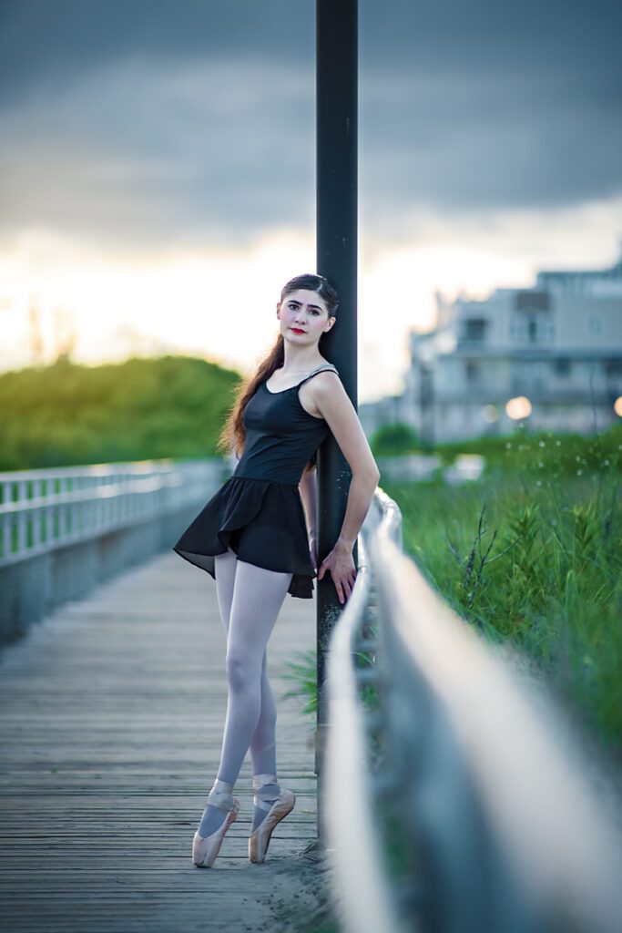 Senior Girl Dancer on pointe at Nationals in Wildwood New Jersey on the pier  during her Senior Dance Session 